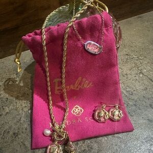 Kendra Scott Barbie Pink Pendant Necklace, Earrings and Bracelet Set